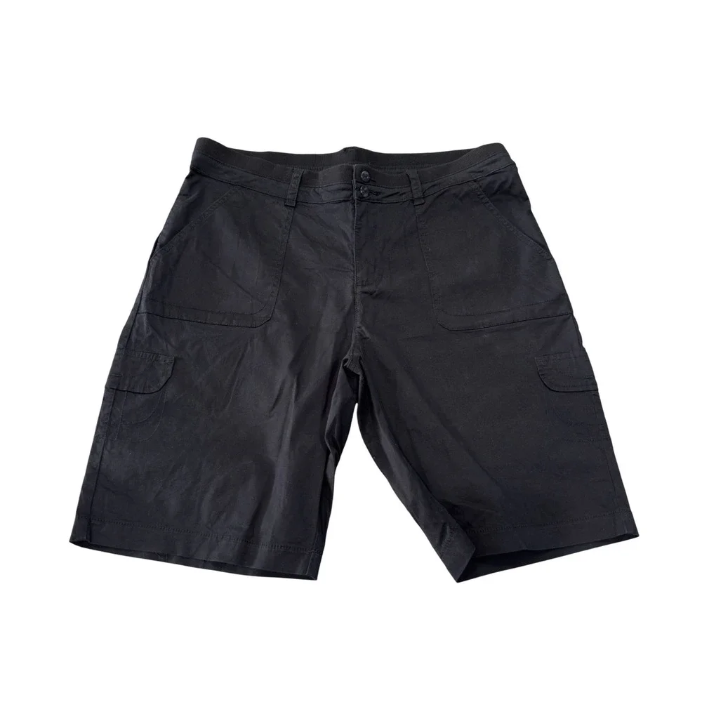 Lee Cargo Shorts Womens 16‎ Black  Relaxed Fit Mid Rise Utility Pocket